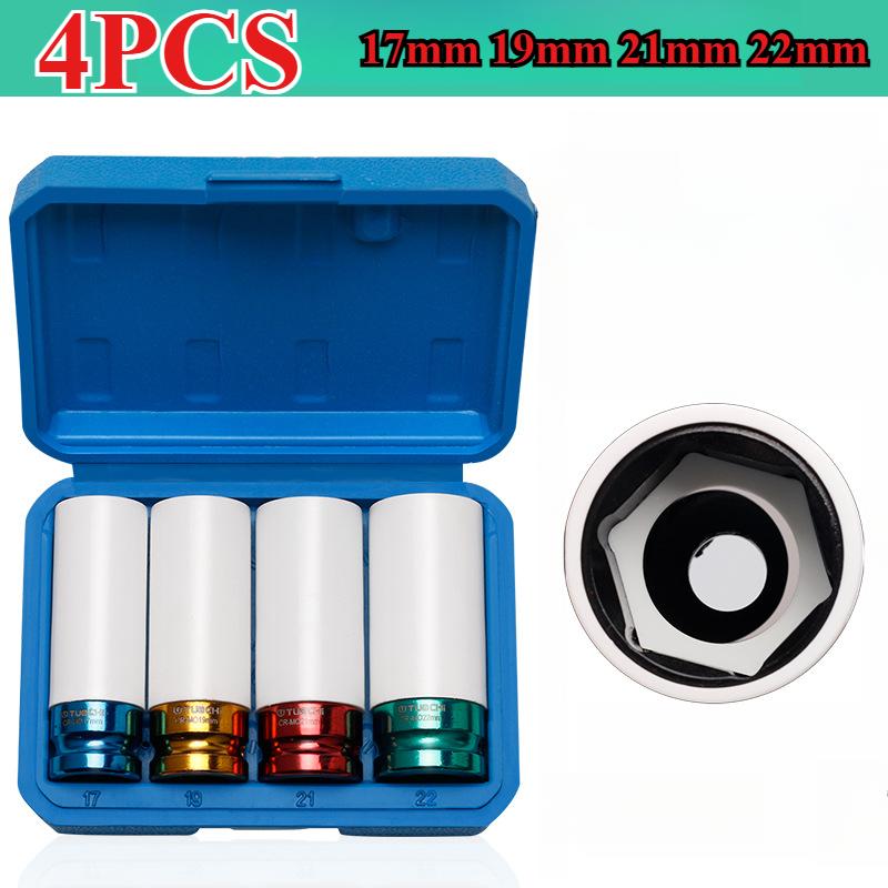 Socket Wrench Sleeve 17 19 21 22 23 24mm Hole Colorful For Tire Protection Repairing Tool For Deep Impact Nut Driver Manual Tool