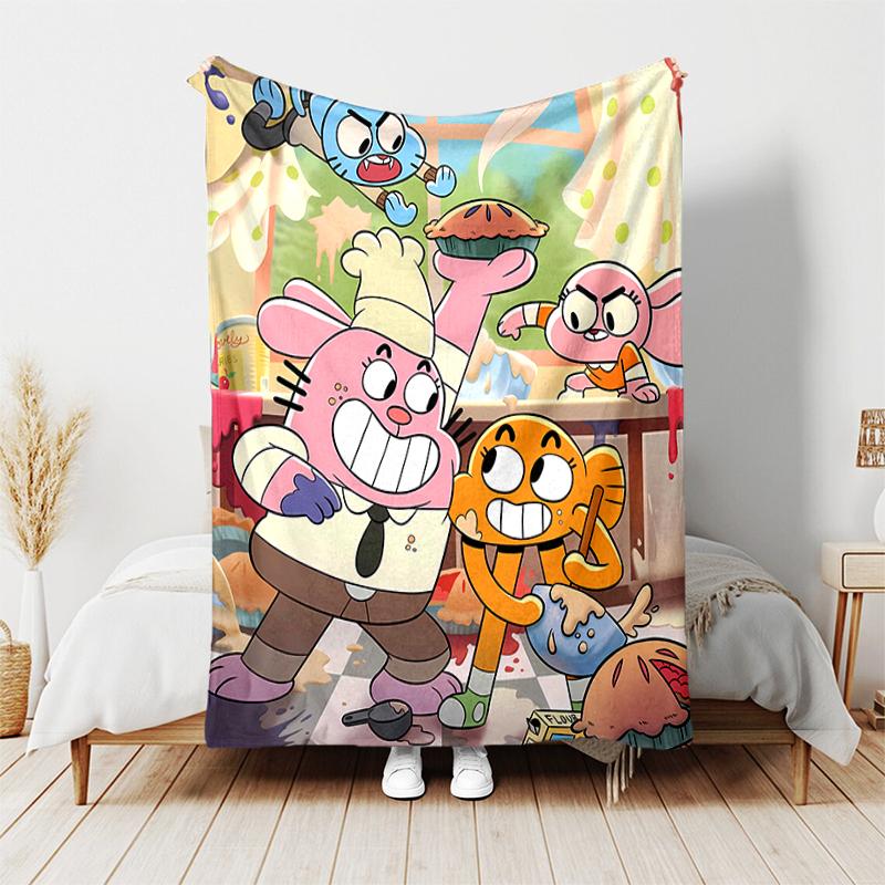 1pc Blanket The Amazing World of Gumball Print Design, Lightweight Blanket for Sofa, Bed- Soft &Warm, Gift for All Seasons like Christmas, Halloween