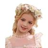Детский цветочный ободок-корона принцессы с лентами и жемчугом – Свадебный и Мори стиль, Аксессуар для волос