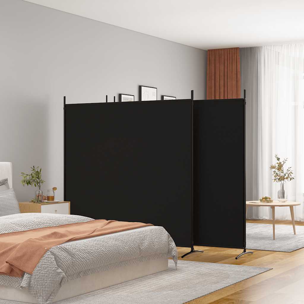 Vidaxl Parawan 4-Panelowy, Czarny, 698X180 Cm, Tkanina