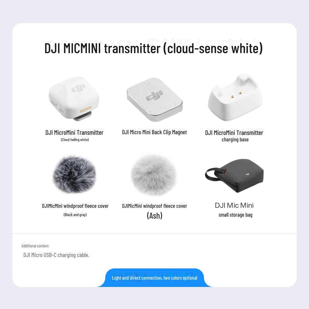 Беспроводной мини-микрофон DJI: Профессиональное качество звука, шумоподавление, идеально подходит для прямых трансляций и записей.