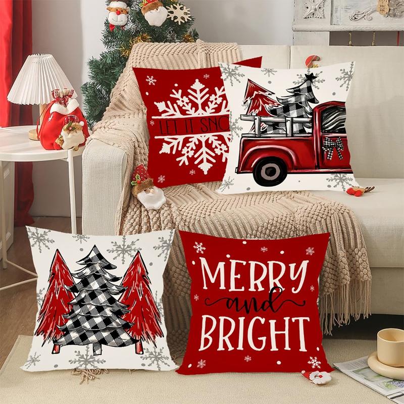 4 шт. Рождественские наволочки 45x45 см Наволочки Navidad Xmas Накидки на декоративные подушки для дома Диван Диван Рождественские украшения 2025