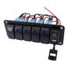 5 Gang Rocker Switch Panel with 4.8A Dual USB Charger Voltage Meter Universal Fit for DC12 To 24V Car Truck RV