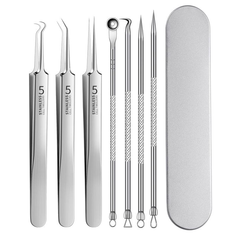 Набор из 11 предметов из нержавеющей стали для удаления черных точек и прыщей с пинцетом