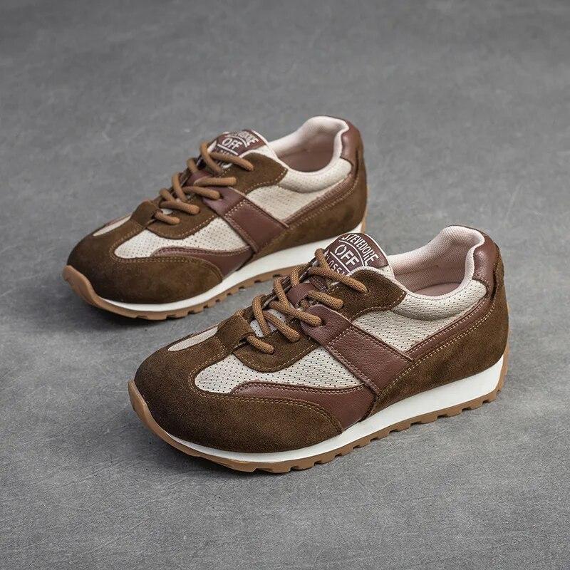 Johnature Кроссовки из натуральной кожи, повседневная спортивная обувь, универсальные женские туфли на плоской подошве в стиле ретро с круглым носком на шнуровке