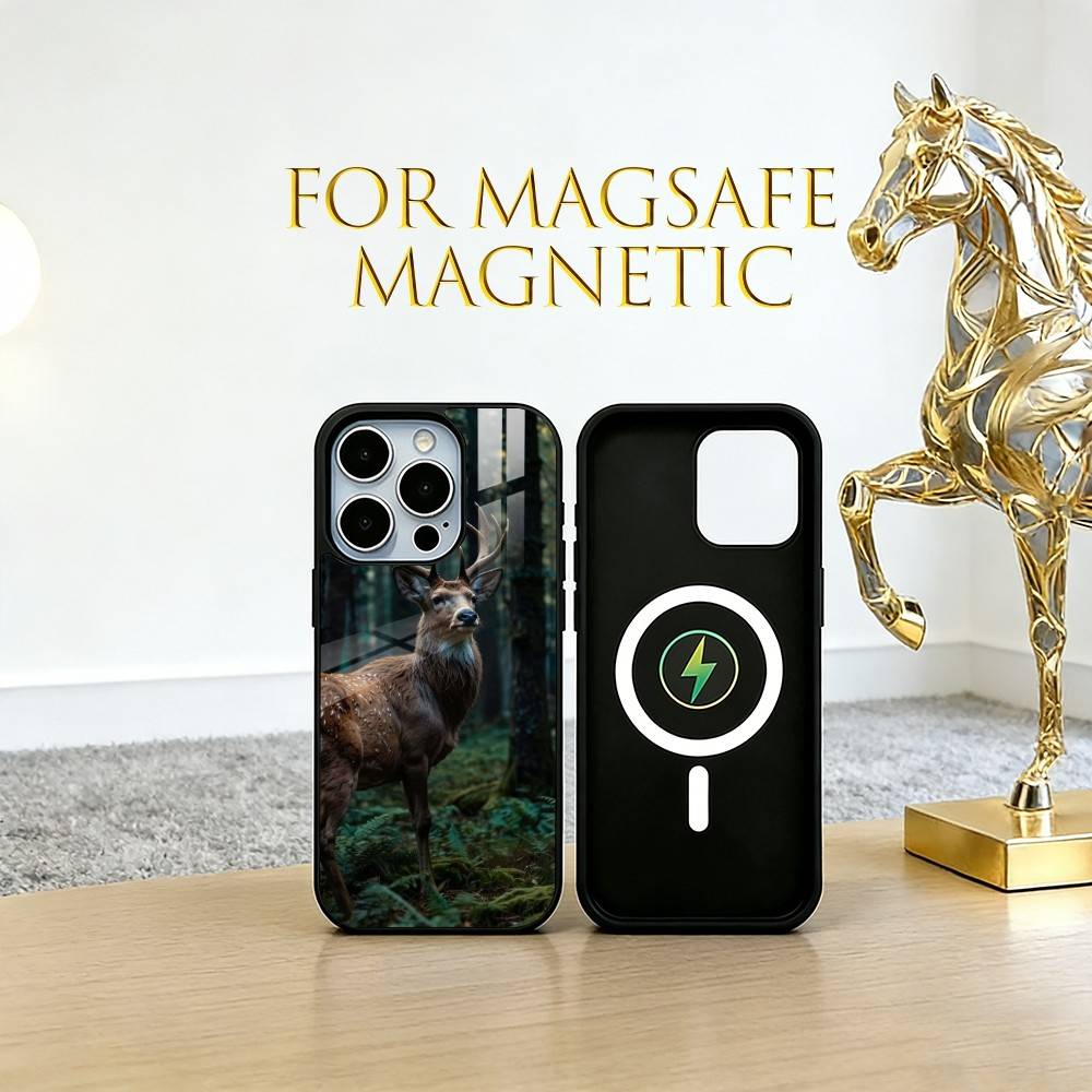 Deer Phone Case For iPhone17,16,15,14,13,12,11 Plus,Pro Magnetic For Magsafe Wireless Charging