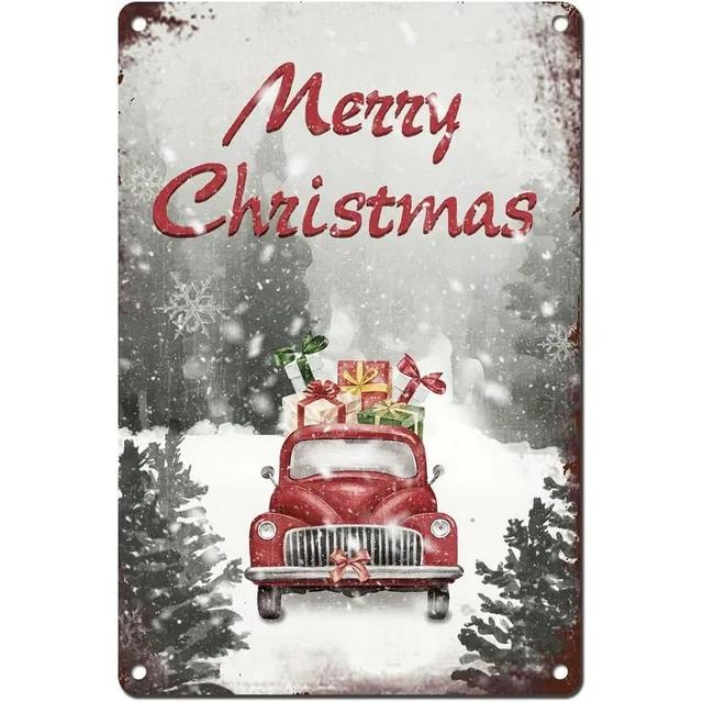 Vintage Merry Christmas Metal Tin Sign Rustic Wall Art Plaque for Home Cafe Garden Bar Club Man Cave Perfect Holiday Decor