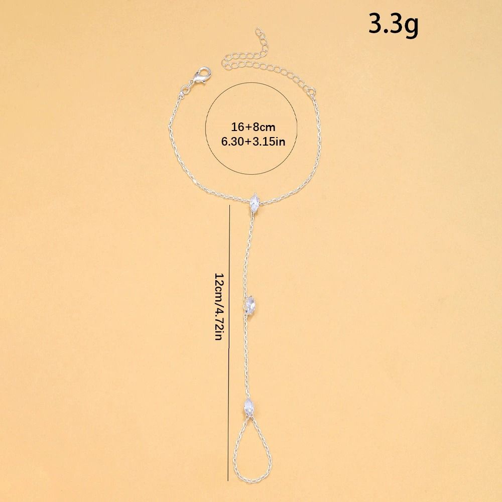 Персонализированный Золотой/Серебряный Кристалл Циркон Браслет Ручные Украшения Женский Тонкая Цепочка Кольцо на Палец Ручная Цепочка Браслет на Палец