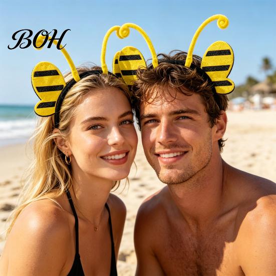 Bee Shaped Headband Insect Wing And Antenna Headband, Cute Butterfly Ladybug Hairband Felt Headpiece for Halloween Cosplay Party Dress Up Accessory