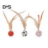 1 Pc/3 Pcs Interactive Feather Ball Toy Mini Bouncy Basketball Soccer Baseball with Feather Pet Training Catcher Toy for Indoor Cats
