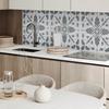 Ready-to-install printed vinyl panel 100x50 cm, plant motif in symmetry