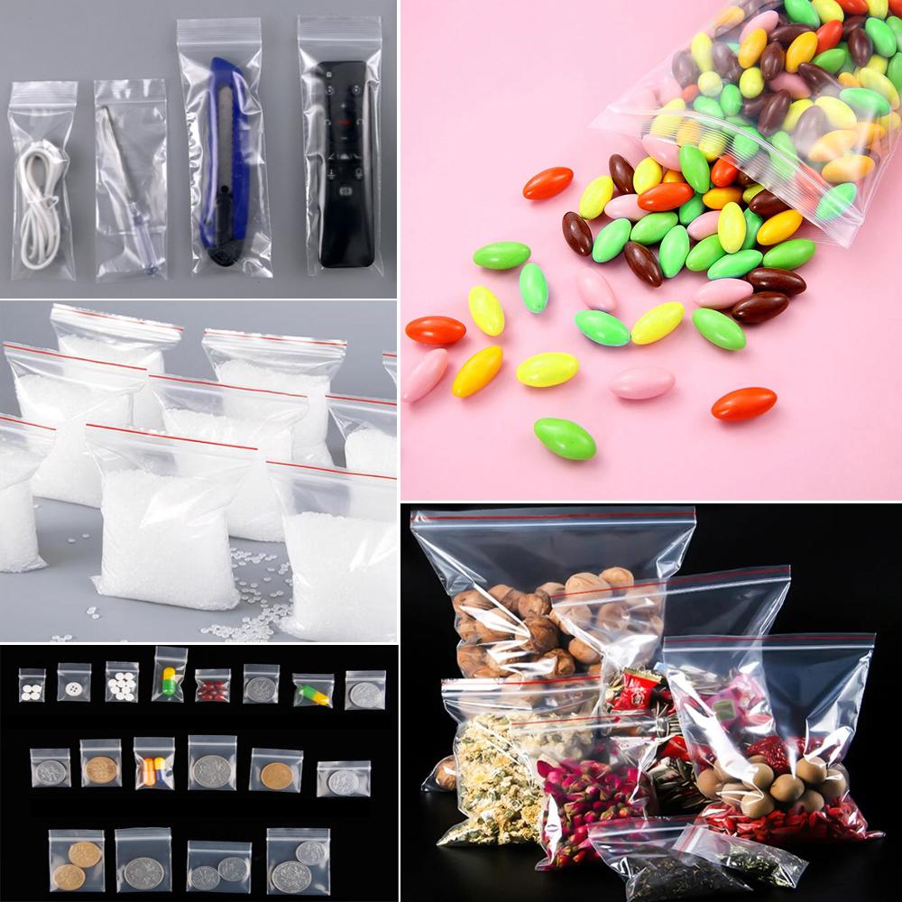 100Pcs Self Seal Clear Cellophane Bags Resealable Plastic Poly Bags Zip Poly Bags for Photos Cards Jewelry Documents Bakery Cookies Candies
