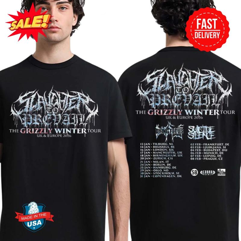 Slaughterrrr To Prevail The Grizzly Winter Tour Uk And Europe 2026 Schedule T Shirt