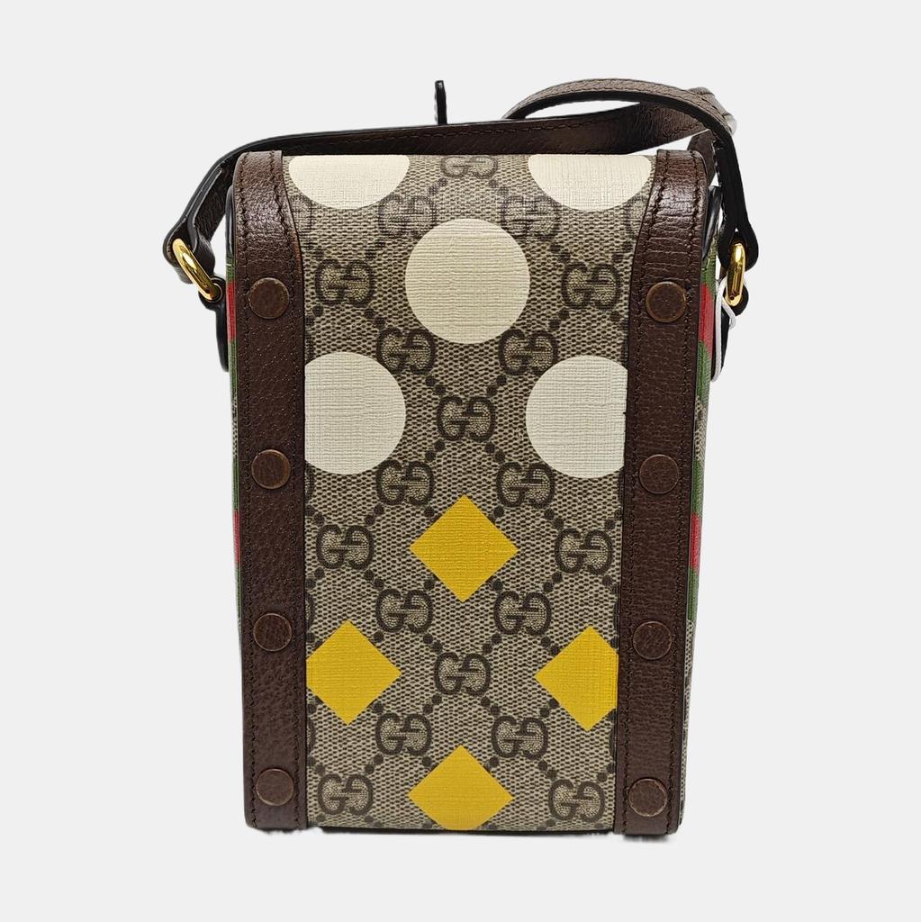 [Pre-Owned] Horsebit 1955 Vintage Logo Colorful Geometric Print Canvas And Leather Mini Shoulder Bag - Good #1SSEUP4