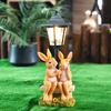 Садовый фонарь на солнечной батарее со скульптурой пары кроликов, шестиугольный орнамент-светильник из смолы, декоративный свет для атмосферы сада, лужайки, двора