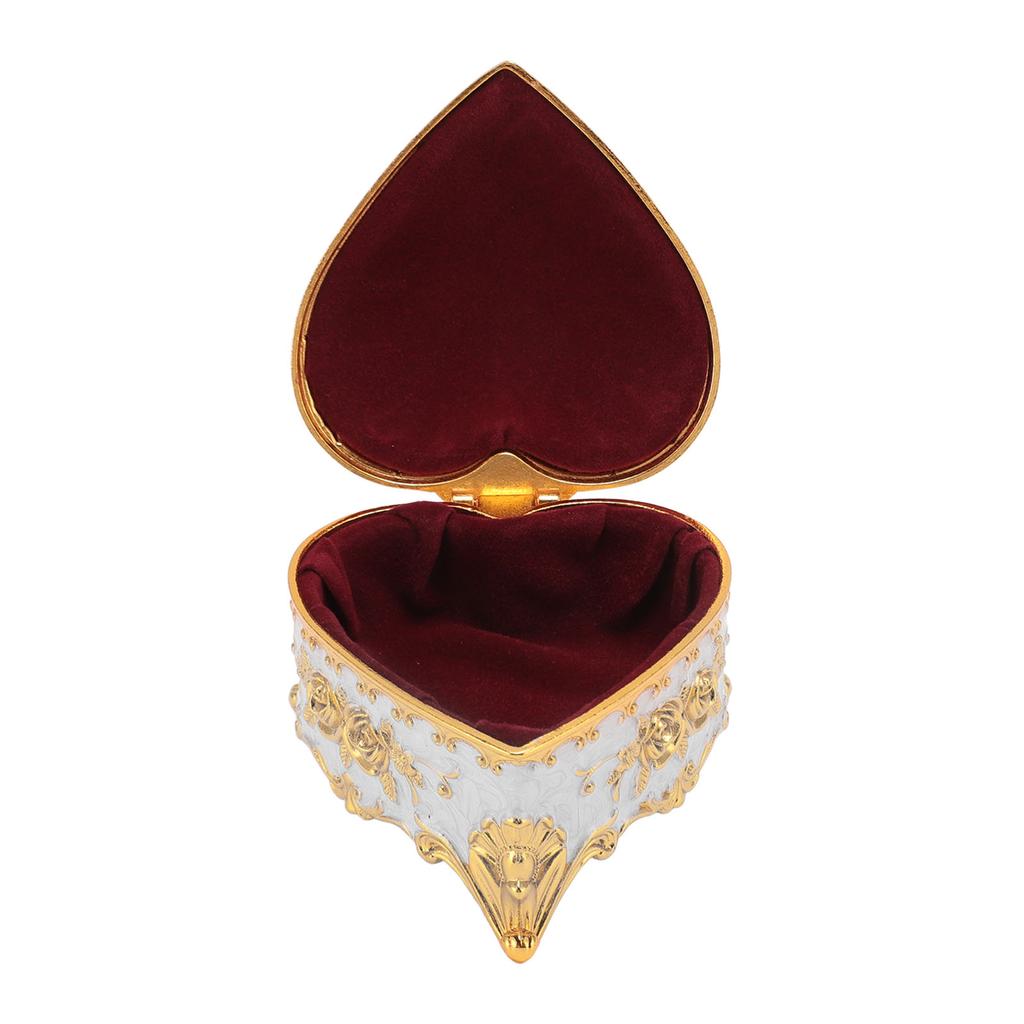 Small Jewelry Box Heart Shape Vintage Decorative Box Zinc Alloy Storage Container for Accessories