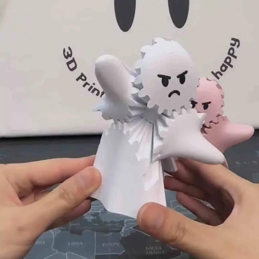3D-печатная шестерня Призрак Скрученный Скрученный Креативные Подвижные Украшения Настольный Декор Игрушки для Снятия Стресса Для Хэллоуина Подарки