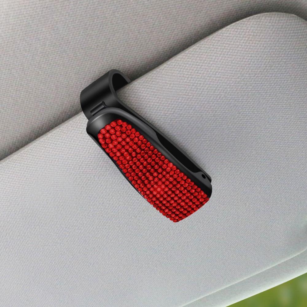 Crystal Sunglasses Clip Portable Sun Visor Mount Car Decoration Car Sunshade Glasses Case Women