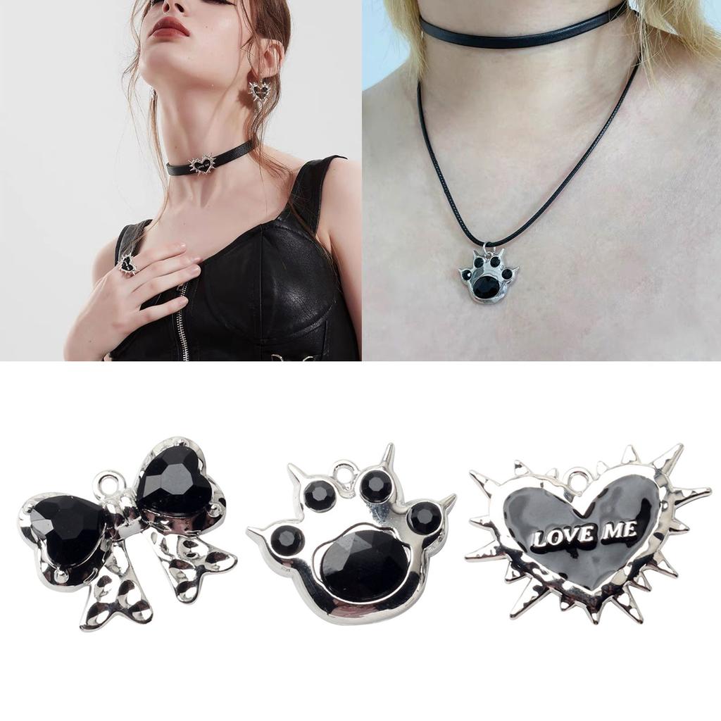 Tassels Charm Pendants with Hole Love Bowknot Cat Claw Heart Tags for DIY Keychain Earrings Necklace Jewelry Making