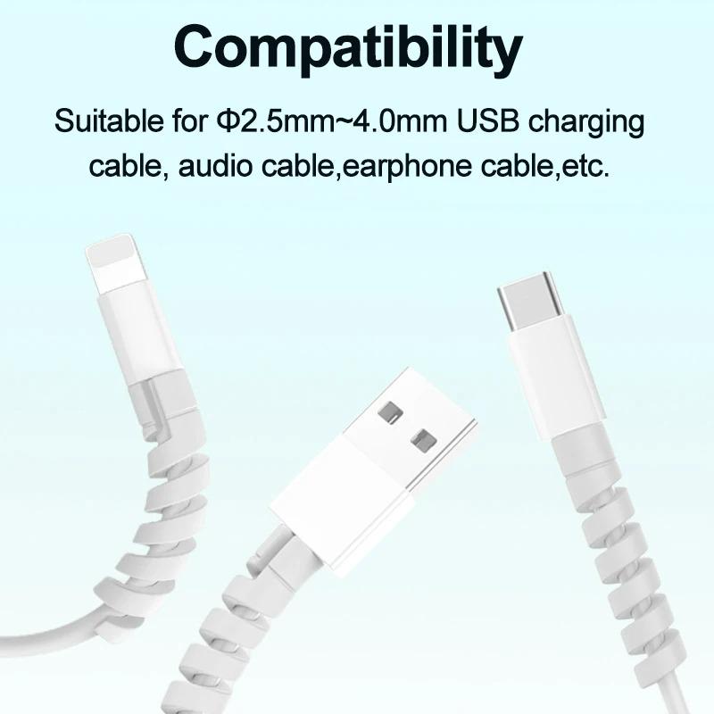 10pcs Silicone Cable Protector Spiral Winder Cord Saver Cover for USB Charger Phone Cable Accessories Durable Wire End Organizer