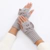 Half Fingerless Gloves Women Mitten Winter Warmer Kawaii Sleeve Soft Girls Clothes Winter Bow Knot Knitted Gloves Gift