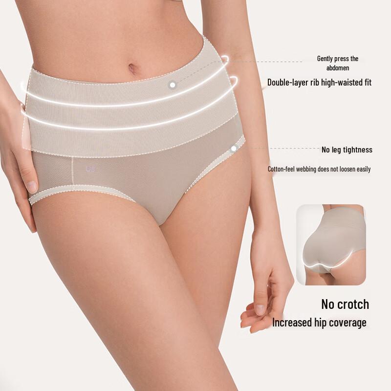 Ubras Women's High-Waist Cotton Briefs 2-Pack with Tummy Control & 7A Antibacterial Crotch