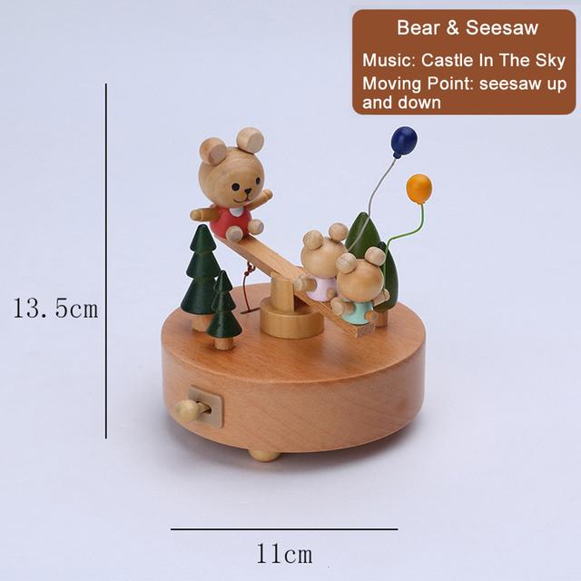 D2 Carousel Musical Box Wooden Music Box Wood Crafts Retro Birthday Gift Vintage Home Decoration Valentine's Day Gift Girlfriend