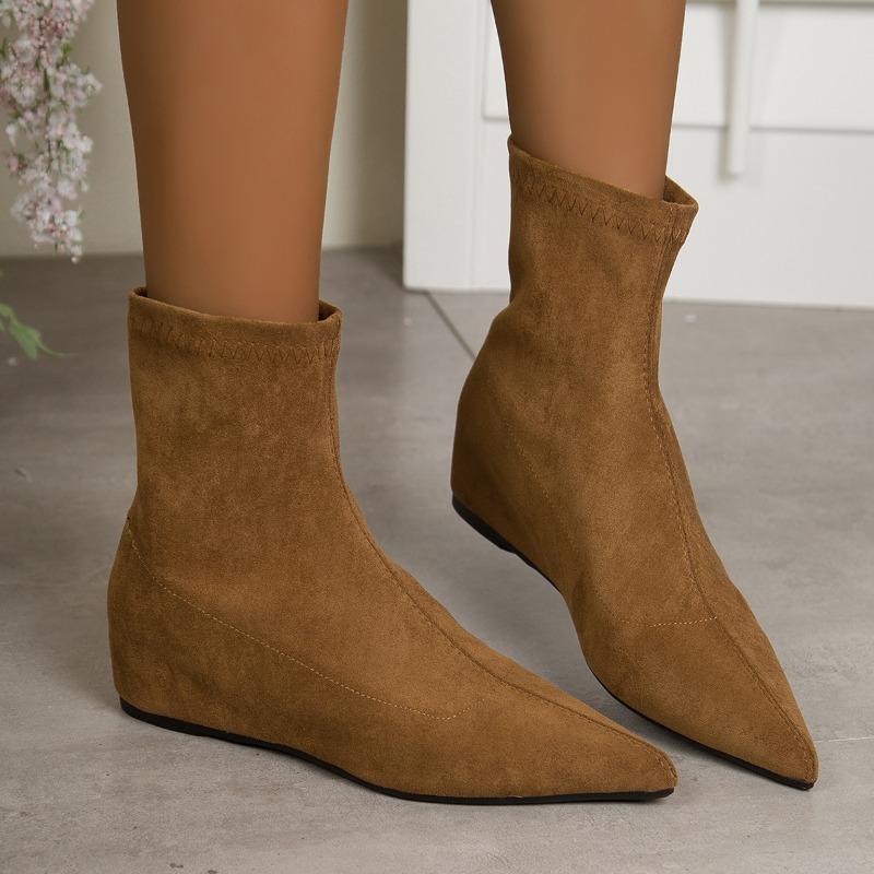 Женские ботильоны с острым носком, обувь на плоской подошве, 2025, новые, зимние, элегантные, замшевые, сексуальные ботинки, для платья, для вечеринки, женские, zapatos mujer, botas