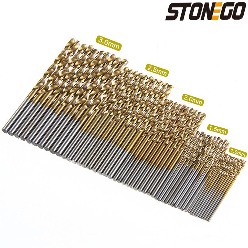 STONEGO 10/25/50Pcs HSS Steel Cobalt Mini Twist Drill Bit Set Straight Shank Hole Opener Power Drilling Punching Tools