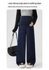 Maternity Dark Blue Wide-Leg Denim Jeans - Colorfast, Casual, Straight-Leg Support Pants for Spring.