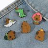 Милые металлические значки-капибары, креативные броши в виде животных из мультфильмов, украшения для сумок, значки на рюкзаки, одежда, украшения для друзей, подарок