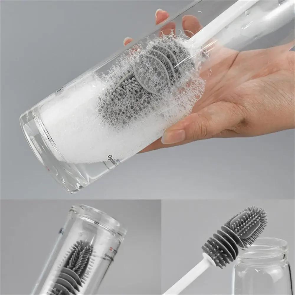 Silicone Long Handled Cup Brush Insulated Cup Cleaning Brush Long Handled Cup Brush Milk Bottle Corners Kitchen Cleaning Brush