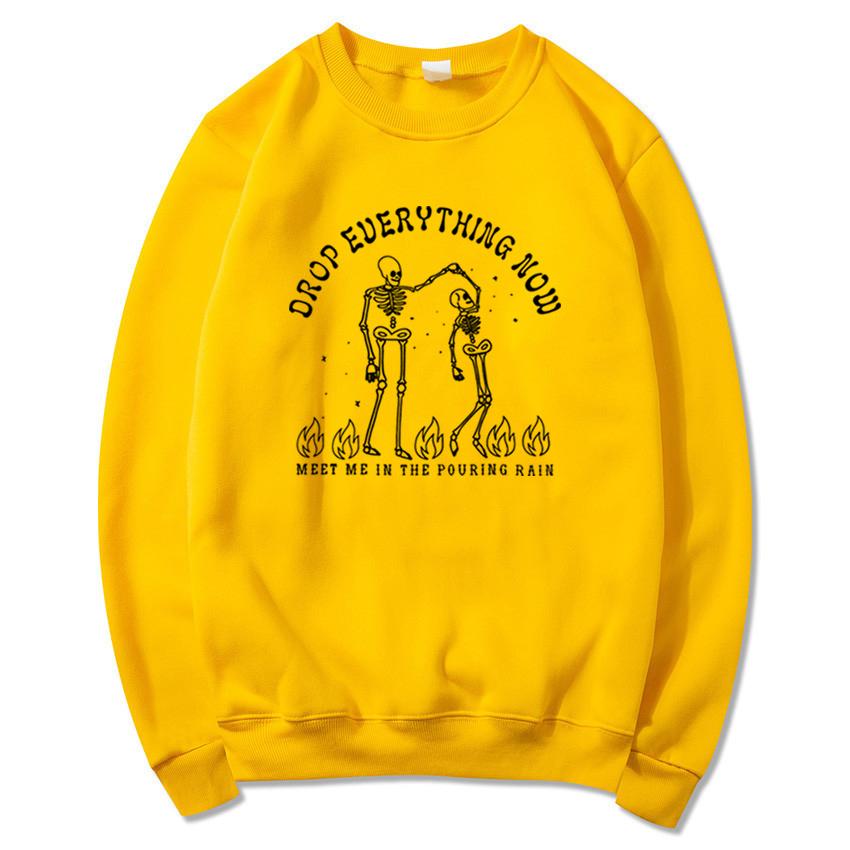 Толстовка унисекс Drop Everything Now, толстовка со скелетом, пуловер с изображением антигероя, крутой череп, готические толстовки с круглым вырезом для Хэллоуина