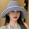 Women Wide Brim Sun Hat UV Protection Striped Beach Floppy Hat Foldable Packable Bucket Hat for Women And Girls
