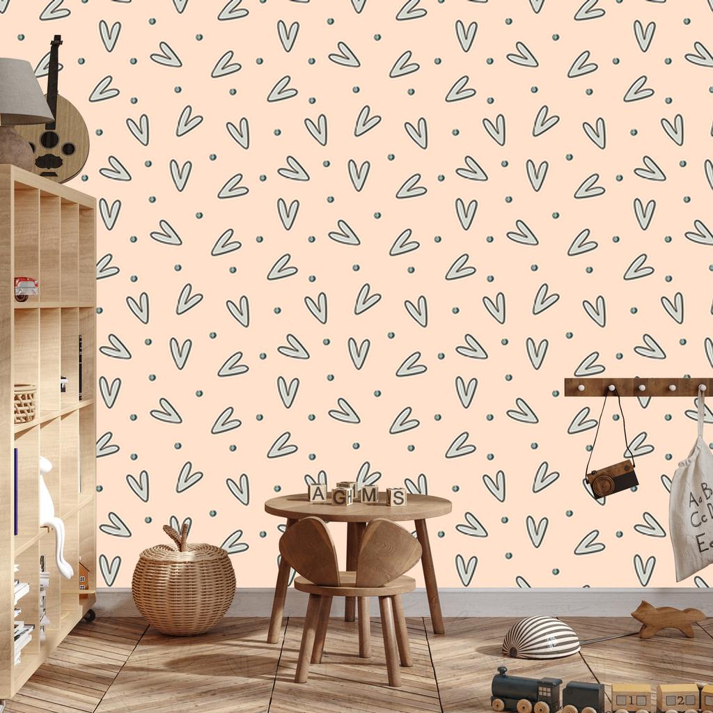 Abstract Hearts Cream Wallpaper 50x1000