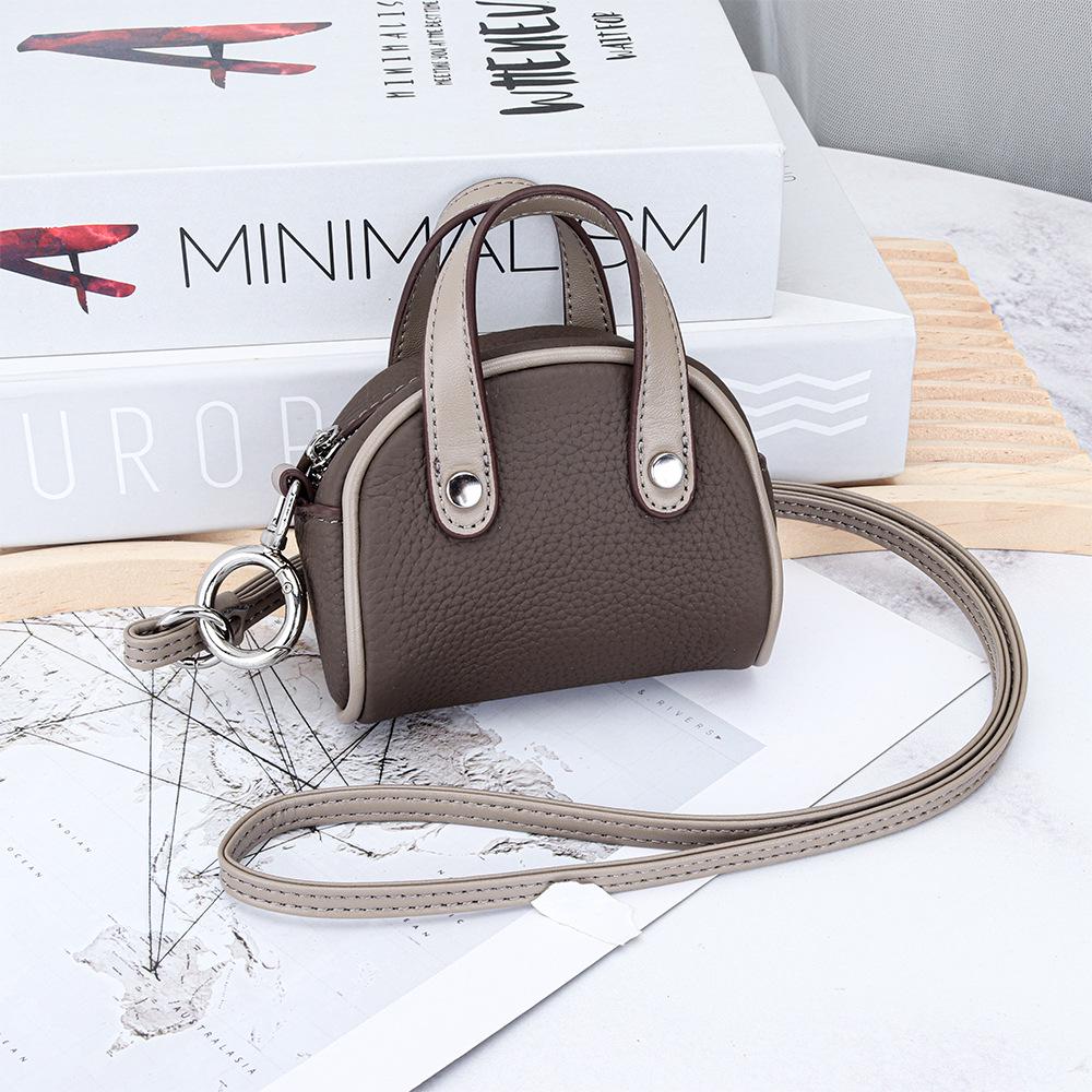 Мини-кошелек из натуральной кожи на шнурке - Женская сумочка для хранения помады в стиле боулинг