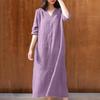 Women's Fashionable And Casual Solid-color Cotton And Linen Dress