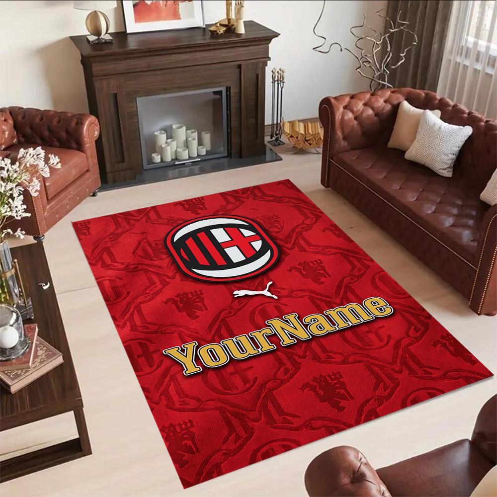 Ac Milan Customize Text Area Rug Suitable for Entryway Bedrooms Outdoor Study room Anti-slip Rug Office home decor Perfect Gift for Women/Men