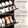 Shoe Cabinet, 3 Drop-Down Doors, 2 Compartments, Particleboard Panels, Black