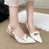 Butterfly Knot Head Sandals Women Pointy Shallow Mouth Set Foot Anti-slip Wear-resistant High Heels
