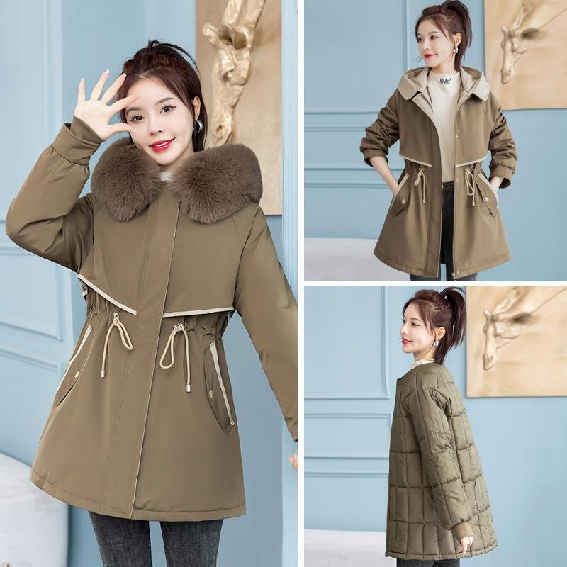 Pie Overcome Women's New Removable Liner One Clothes Three Wear Medium and Long Winter Big Hair Collar Pie Overcome Jacket