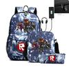 Roblox Game-Themed Backpack, Shoulder Bag, and Pencil Case Set for Students