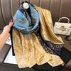 New Spring and Autumn Retro Floral Cranes Temperament Simulation Silk Large Long Scarf Sunscreen Outwear Shawl Female Silk Scarf