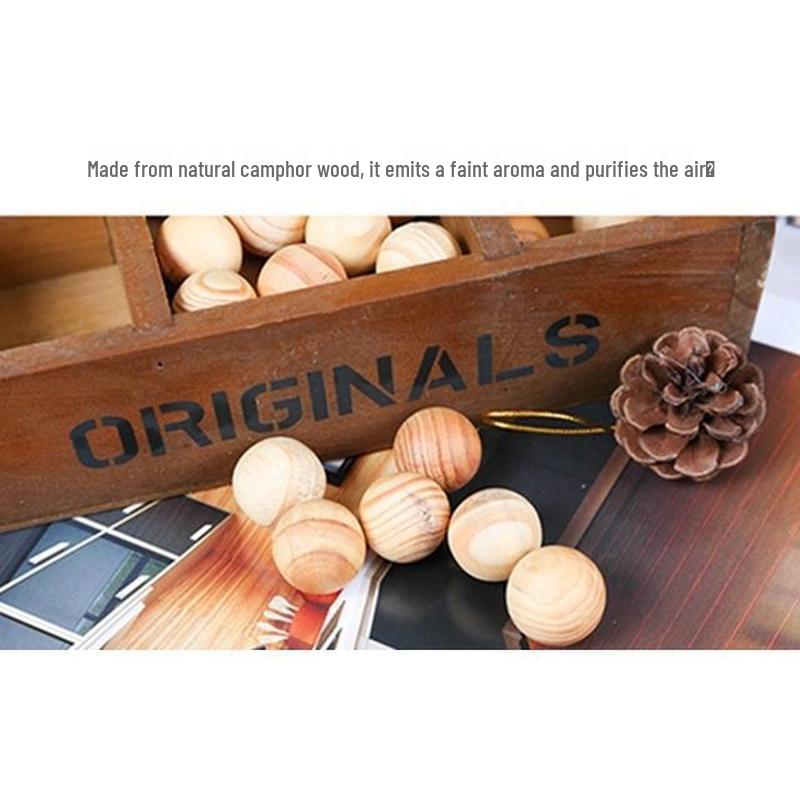 Camphor Wood Balls - 1.8cm Natural Mothballs for Wardrobe Protection: Anti-mildew, Anti-insect, Anti-moisture.