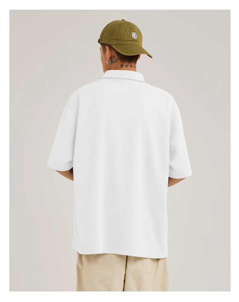 Men's Short-Sleeved Polo Shirt with Stand-Up Collar