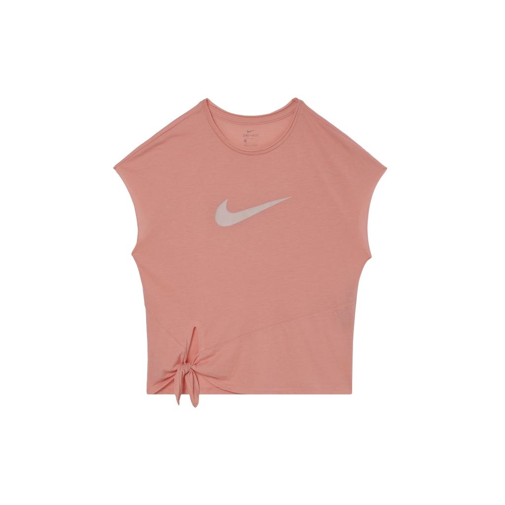 Nike Однотонная дышащая футболка с коротким рукавом и круглым вырезом с логотипом, женская розовая футболка CV7247-606