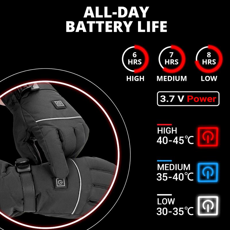 Motorcycle Heated Gloves Winter Warm With Battery Case Non-slip Heated Gloves Waterproof Heated Rechargeable Gloves Touch Screen