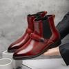 Fashion Male Leather Ankle Boots Leisure Walk Mens Chelsea Boots Business Dress Shoes New Luxury Brand Bota Handmade High Top Men Shoes