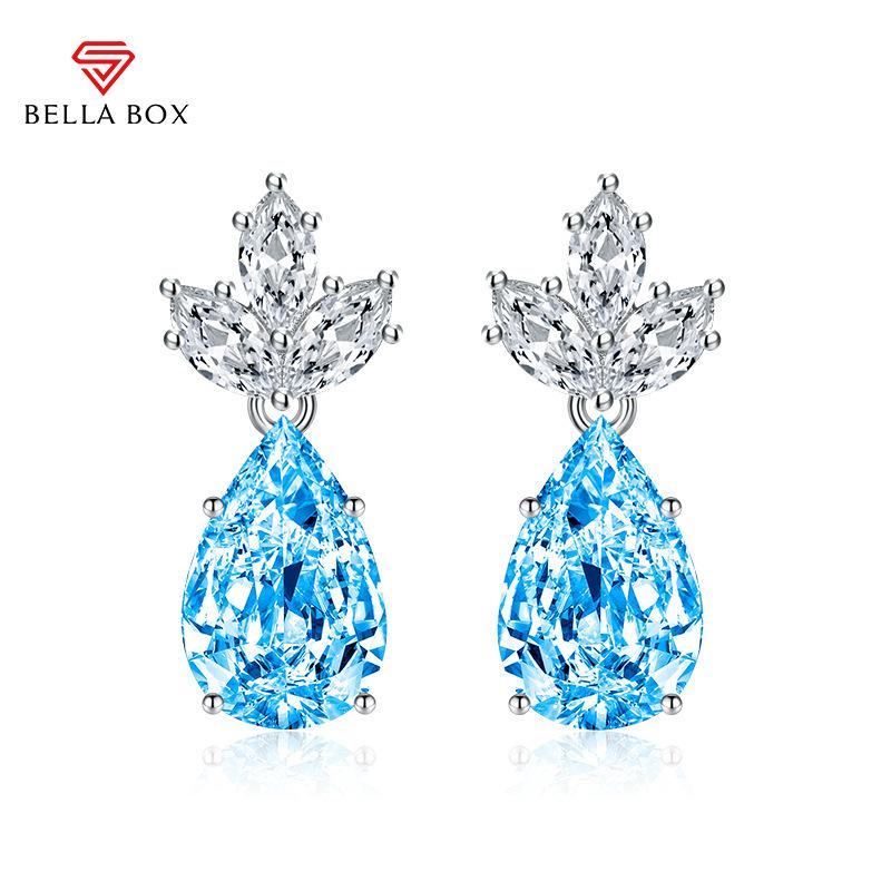 BELLA BOX Роскошные женские серьги-гвоздики в форме капли с цветком, подарок на свадьбу, помолвку и вечеринку