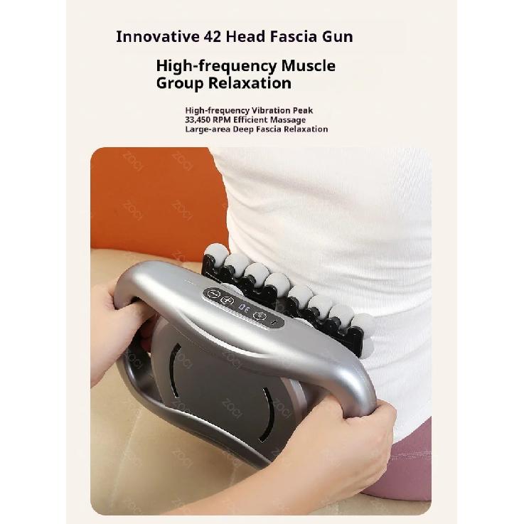 42 Head Massage Gun Professional Muscle Fascia Gun Powerful Vibration Deep Tissue Massager for Shoulder Waist Back Leg Body